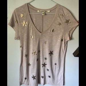 Michael Stars v-neck t-shirt with gold stars